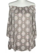 NEW Time and Tru Pink Off The Shoulder Boho Shirred Peasant Flutter Slee... - $14.84