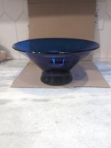 Hand Blown Footed Cobalt Blue Base Or Bowl- 11&quot; Diameter By 5 In Tall - £39.56 GBP