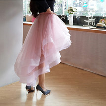 White High-low Layered Tulle Skirt Women Plus Size Ruffle Tulle Skirt Outfit image 6