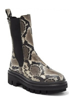 AllSaints Billie Snake Grey Embossed Leather Chelsea Boot Women&#39;s 10M Ne... - £131.78 GBP