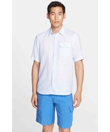 Vilebrequin Short Sleeve Linen Button Shirt Light Blue ( M )  - £120.01 GBP