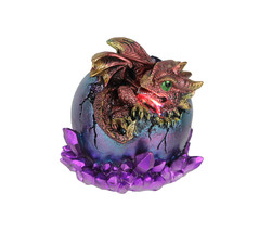 Red &amp; Purple Baby Dragon Egg LED Figurine Accent Lamp Statue Home Decorations - £16.27 GBP