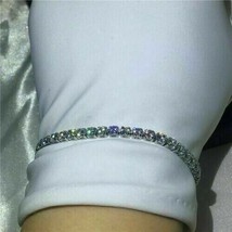 12Ct Rond Imitation Diamant Femmes Tennis Bracelet 14K En Plaqué or Blanc - £214.24 GBP