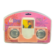 Vintage iGo Stereo Pink Two Speaker System Designed for iPods Foldable P... - £17.85 GBP