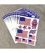12 Patriotic 4th of July Red White Blue Window Clings 12&quot;x17&quot; Stars Flag... - $40.83 CAD