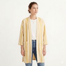 Eileen Fisher Oversized Striped Lagenlook  Kimono Jacket Organic Cotton ... - $21.88