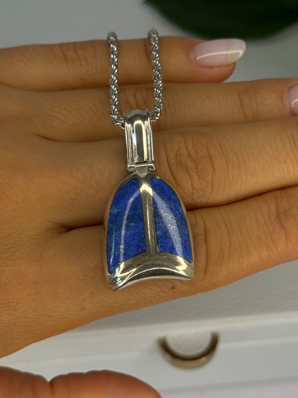 Vintage 925 Sterling Silver Sodalite Necklace Length 20 inch Item image 4