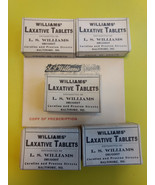 4 Old Vtg Williams&#39; Laxative Tablets Boxes &amp; Envelope LOT Druggist Balti... - £23.59 GBP