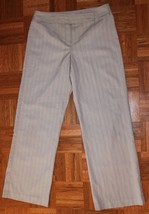 Harve Benard women&#39;s striped tan flat front mid rise dress pants 10,  32... - $7.91
