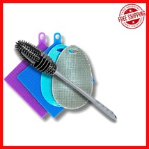 Efficient Dual-Sided Kitchen Sponges - 5-Pack Food-Grade Silicone &amp; Brus... - $758.58 MXN