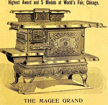 Worlds Fair Magee Grand Range 1894 Advertisement Victorian Wood Burning 3 ADBN1b - £19.97 GBP