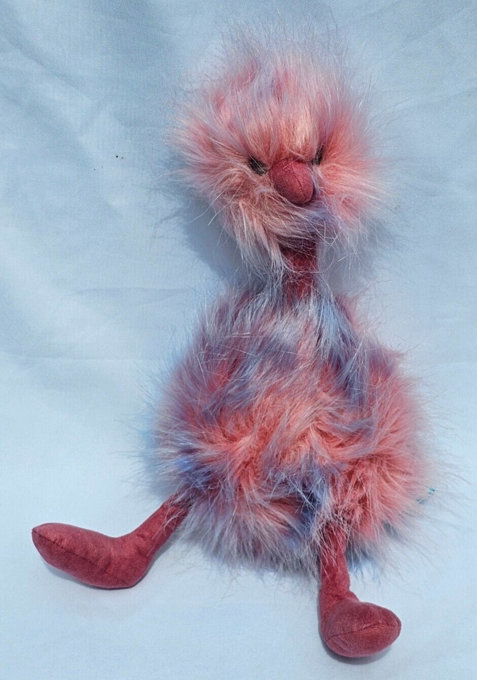 Jellycat Cotton Candy PomPom Plush Bird Ostrich Pink Blue Stuffed Animal Tag 12" - £13.17 GBP