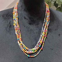 Vintage Bohemia Handmade Rainbow Seed Beads Simple Choker Necklace - £18.08 GBP
