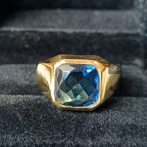 Blue Sapphire Ring, Gold Men Ring, 925 Sterling Silver, Staement Ring, Sapphire - £59.15 GBP