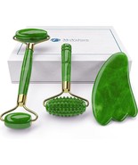 Green Jade Roller, Gua Sha and Brush - Facial Massage Set in 100% Natura... - £180.13 GBP