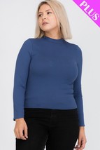 Plus Size Mock Neck Solid Top - $154.68 MXN