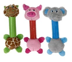 MPP Silly Dog Fun Chew Tug Toss Toys Zoo Animals Plush Pig Giraffe Elephant or S - £16.24 GBP+