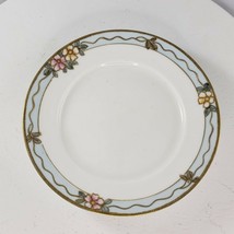 Vintage Nippon Saucer Bread Plate 5.25&quot; Hand Painted Blue Gold Flowers - $15.47