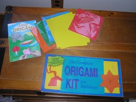 Lot of Easy Book &amp; Primary Colors Paper Complete Origami Kit for Holiday... - $9.49