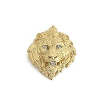 Vintage Diamond Lion Head Pendant Charm 14K Yellow Gold 8.46 Gr - £940.02 GBP
