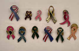 Lot of vintage ribbon pins Various Colors American Flag Pink - £7.48 GBP