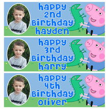 GEORGE PIG PHOTO Personalised Birthday Banner - Peppa Pig Birthday Party Banner - £4.27 GBP