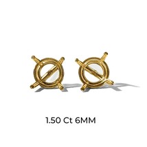 Solid 14K Yellow Gold In 6MM Round Semi-Mounting Basket Stud Earrings 1 Pair - £123.94 GBP
