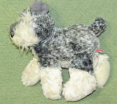 Aurora Schnauzer Flopsie Plush Dog Gray Ivory 12&quot; Soft Cuddly Puppy Floppy Puppy - £8.63 GBP