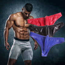 Sexy Men Latex Briefs Thong Wet Look G-string Leather Panties Metallic U... - £10.01 GBP