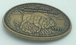 Vintage American Indian Youth Running Strong For 1997 Belt Buckle Brass ... - $18.82