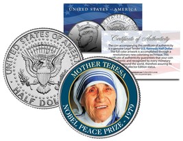 Mother Teresa * 1979 Nobel Peace Prize * Colorized Jfk Half Dollar U.S. Coin - £6.76 GBP