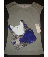 New $58 Shape Women&#39;s 2 Pc Twist Athletic Tank &amp; Bra Heather Gray/Floral... - $51.41 CAD