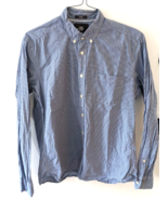 H&M LOGG men's size MEDIUM blue check print button down dress shirt office hm - £3.92 GBP