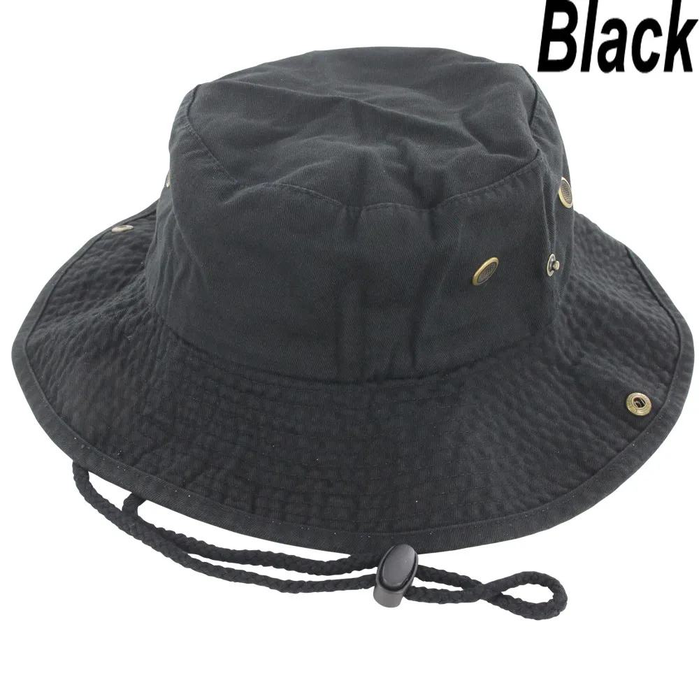 Boonie Bucket Hat Cap 100% Cotton Fishing Safari Summer sun (black) S/M - £11.73 GBP