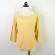 New Josephine Chaus Women&#39;s L Silk Blend Stretch Sassy Yellow Fine Knit Sweater - £11.77 GBP