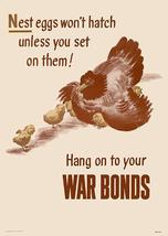 Nest Eggs Won&#39;t Hatch Unless You Set On Them! - 1944 World War II - Poster - £7.90 GBP+