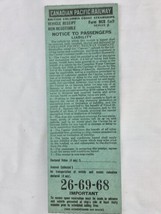 Canadian Pacific Railway Ticket Stub Vintage Travel Green Vehicle Receipt - £11.95 GBP