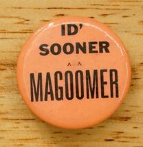 Vintage Pinback Button Oklahoma State Id Sooner Magoomer Travel Souvenir - $12.86