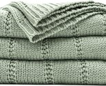 The 50&quot; X 60&quot; Recyco Cable Knit Sage Green Throw Blanket For Couch Is A ... - $44.98