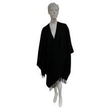 Women&#39;s Scottish Cashmere/Wool Chic Black Wrap Shawl 60/40 Blend Tassel ... - $48.51
