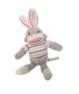 Dan Dee Sock Monkey Easter Plush Bunny Ears Rainbow Stuffed Animal 12.5&quot; - $254.28 MXN