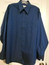 Michael Brandon Mens Long Sleeve Button Front Shirt Blue Sz 18 32/33 100... - $21.77
