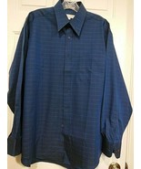 Michael Brandon Mens Long Sleeve Button Front Shirt Blue Sz 18 32/33 100... - $21.77