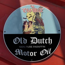 Vintage 1937 Old Dutch 100% Pure Paraffin Motor Oil Porcelain Gas &amp; Oil Sign - £97.95 GBP