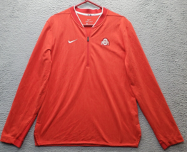 NCAA Ohio State Buckeyes Football Nike Sweatshirt Mens M Red Dri Fit Quarter-Zip - £17.86 GBP