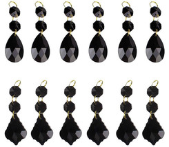 10Pcs Black Glass Crystal Maple Leaf/Teardrop Octagonal Beads Pendants P... - £15.77 GBP