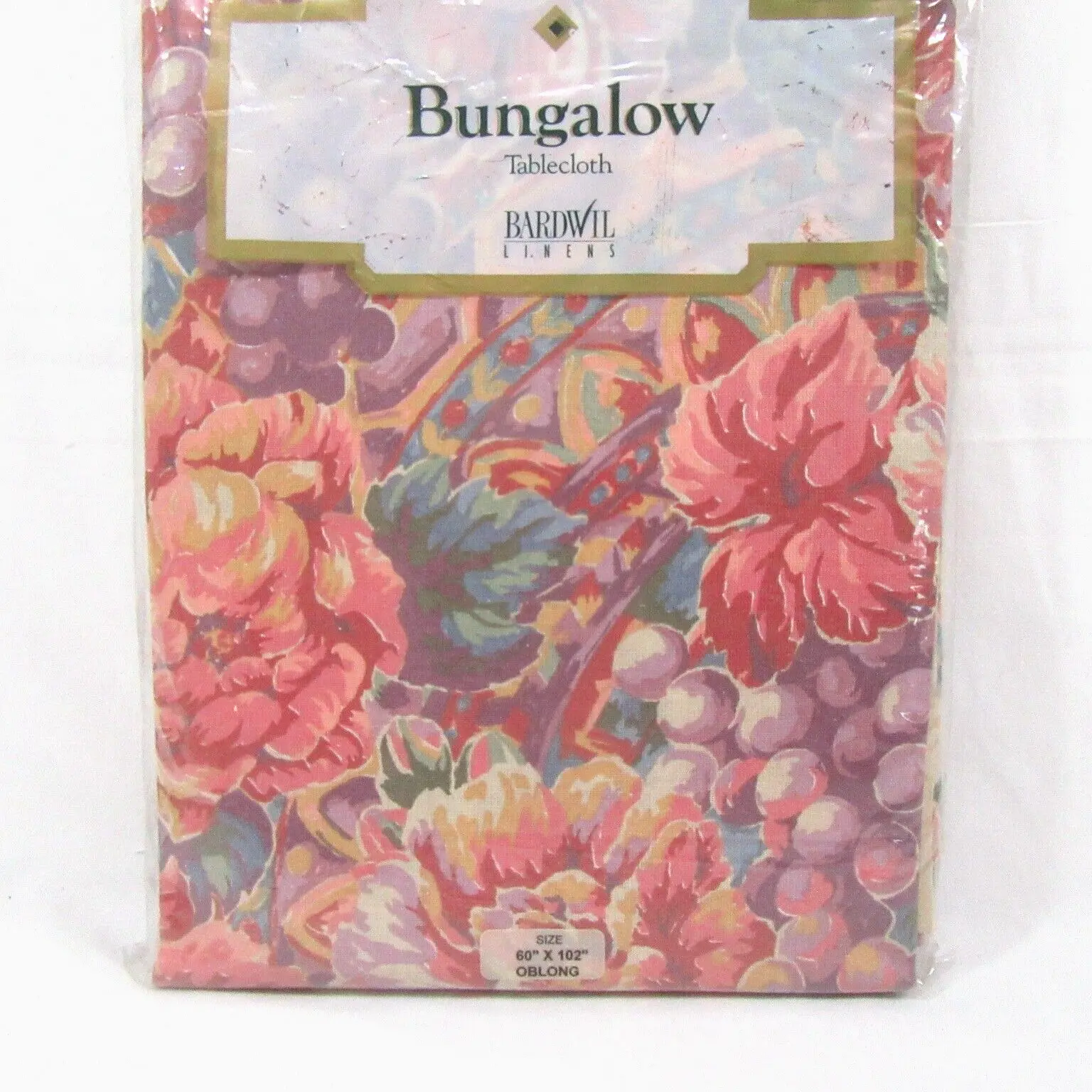 BARDWIL Bungalow Floral and Fruit Multi 60x 102 Oblong Tablecloth - £28.74 GBP