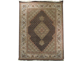 5 X 8 feet WOOL AND SILK MAHI RUG- BLK/IVORY - £421.11 GBP