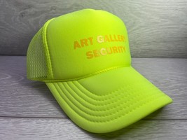 New Art Gallery Security Neon Yellow Hat 5 Panel High Trucker Snapback Vintage - £16.55 GBP