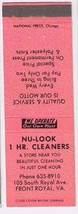 Matchbook Cover Nu-Look 1 Hr Cleaners Front Royal Virginia Peach - $18.95 MXN